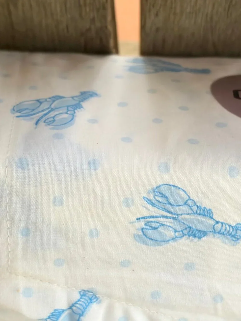 Laura Ashley Queen Size Blue Lobster Cotton Sheet Set crisp cotton percale